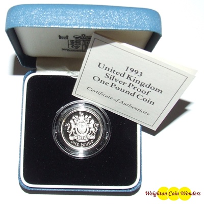 1993 Silver Proof £1 - Click Image to Close